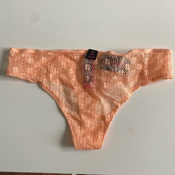 NWT 🍑 La Senza Lace Front Thong Panties in Peach • S Small - Picture 1 of 5